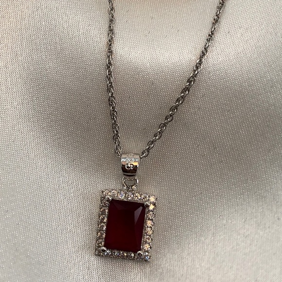 HOST PICK🏅925 STERLING SILVER EMERALD CUT RUBY CZ SET - Picture 4 of 10